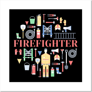 firefighter doodle concept Posters and Art